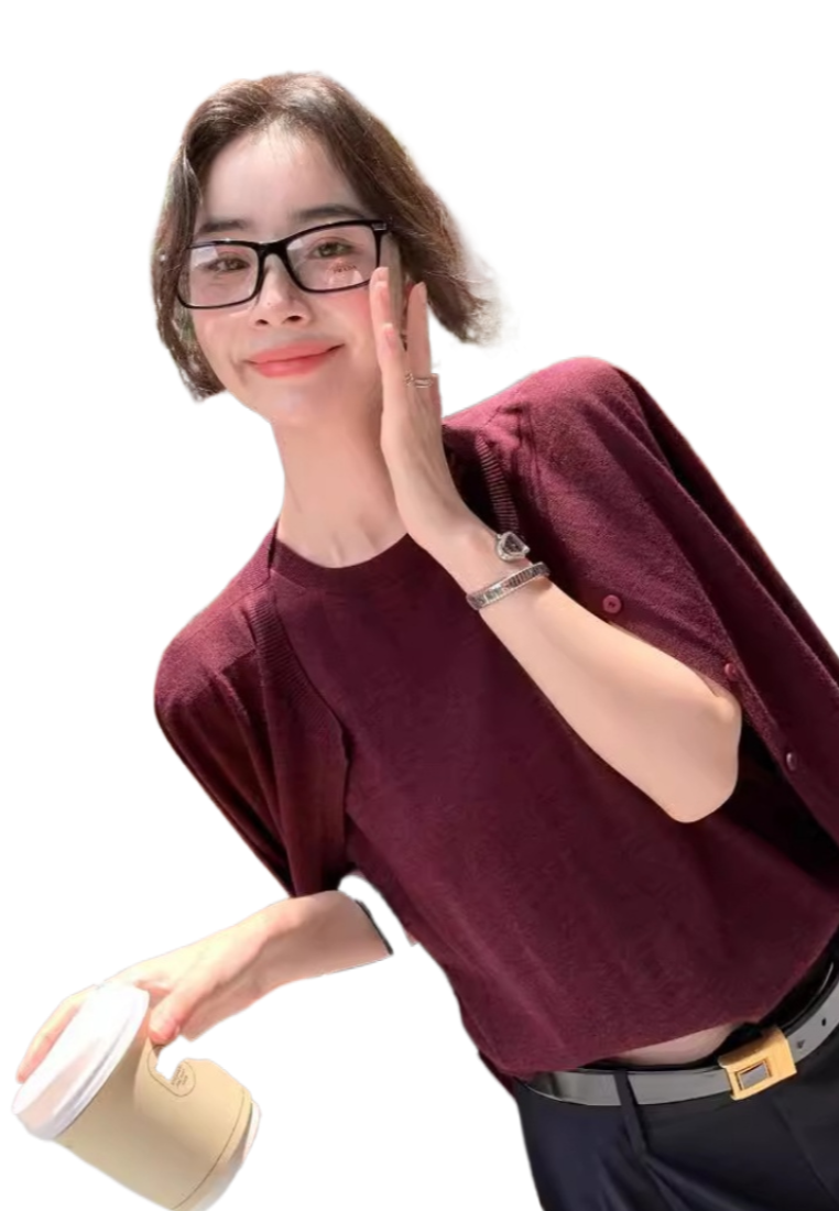 Knitted Off-Shoulder Vest Casual Cardigan Set CA25110308RD