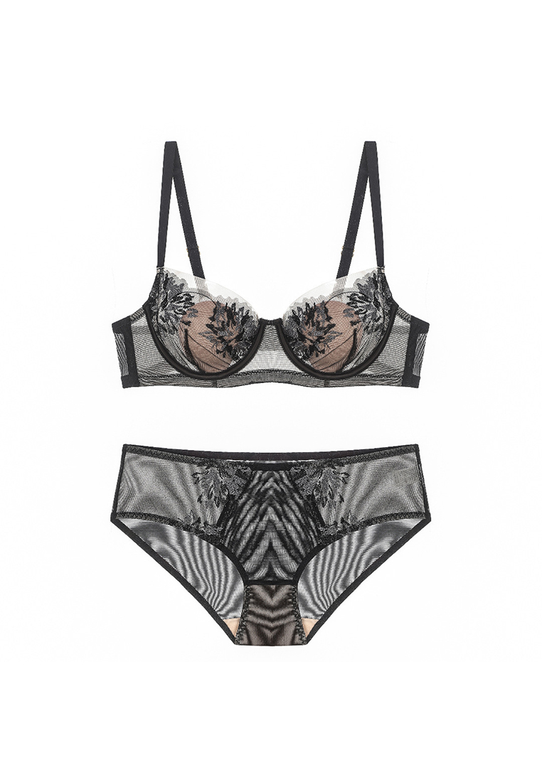 Lace rabbit ears embroidery anti-sagging bra set CA24112008GR