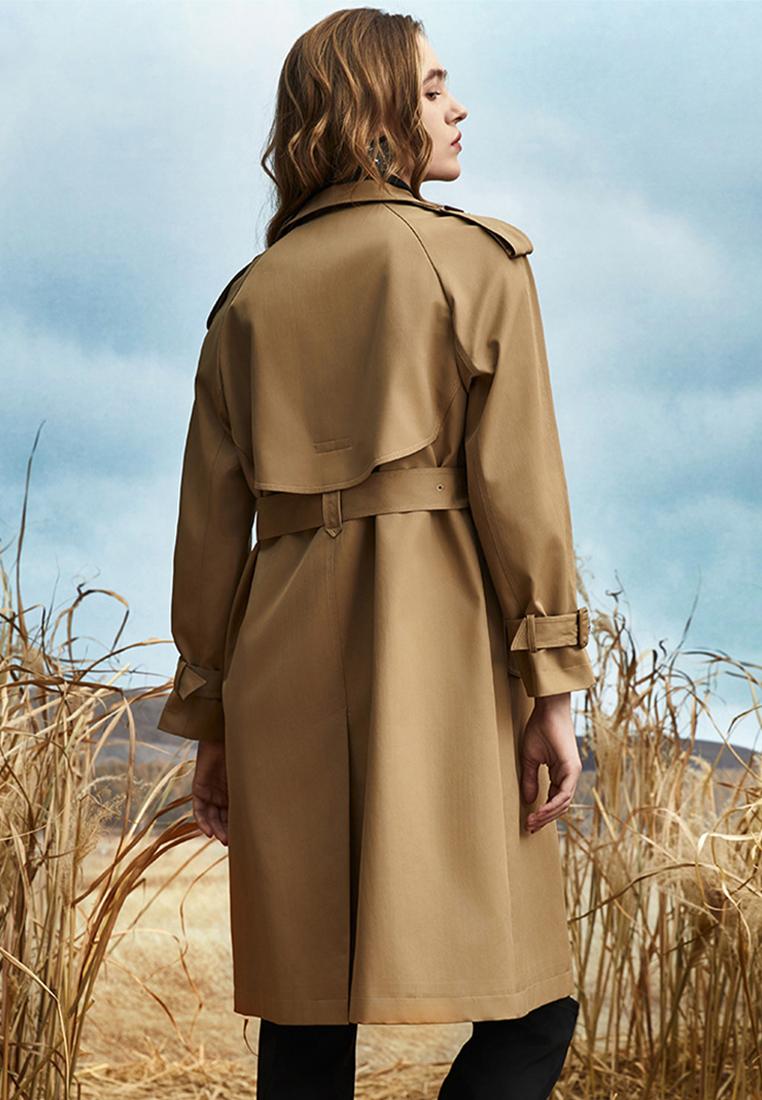 High end fashion design contrasting color lace-up trench coat CA101708PK