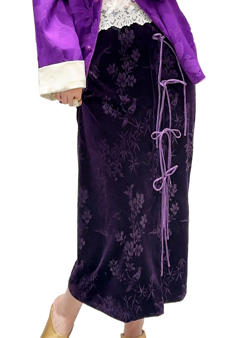 Chinese retro jacquard velvet elegant skirt CA010608BE