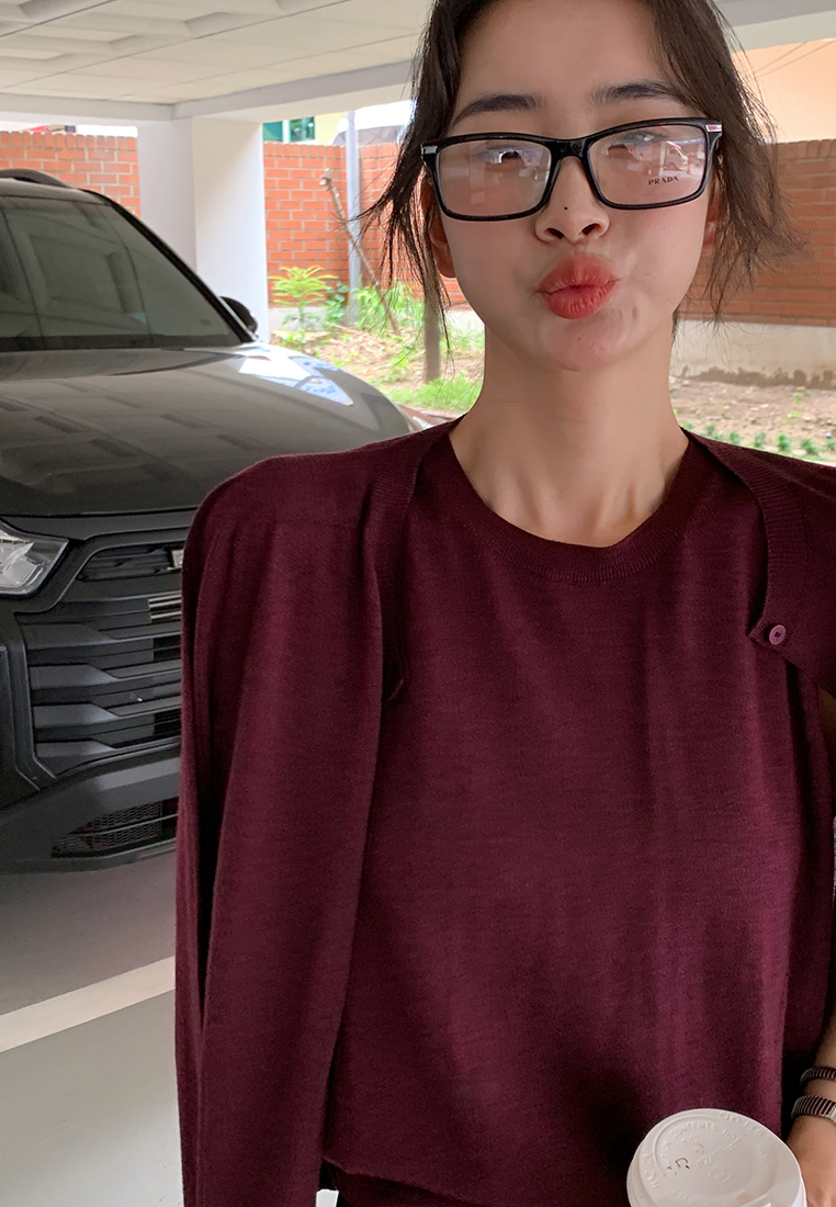 Knitted Off-Shoulder Vest Casual Cardigan Set CA25110308RD