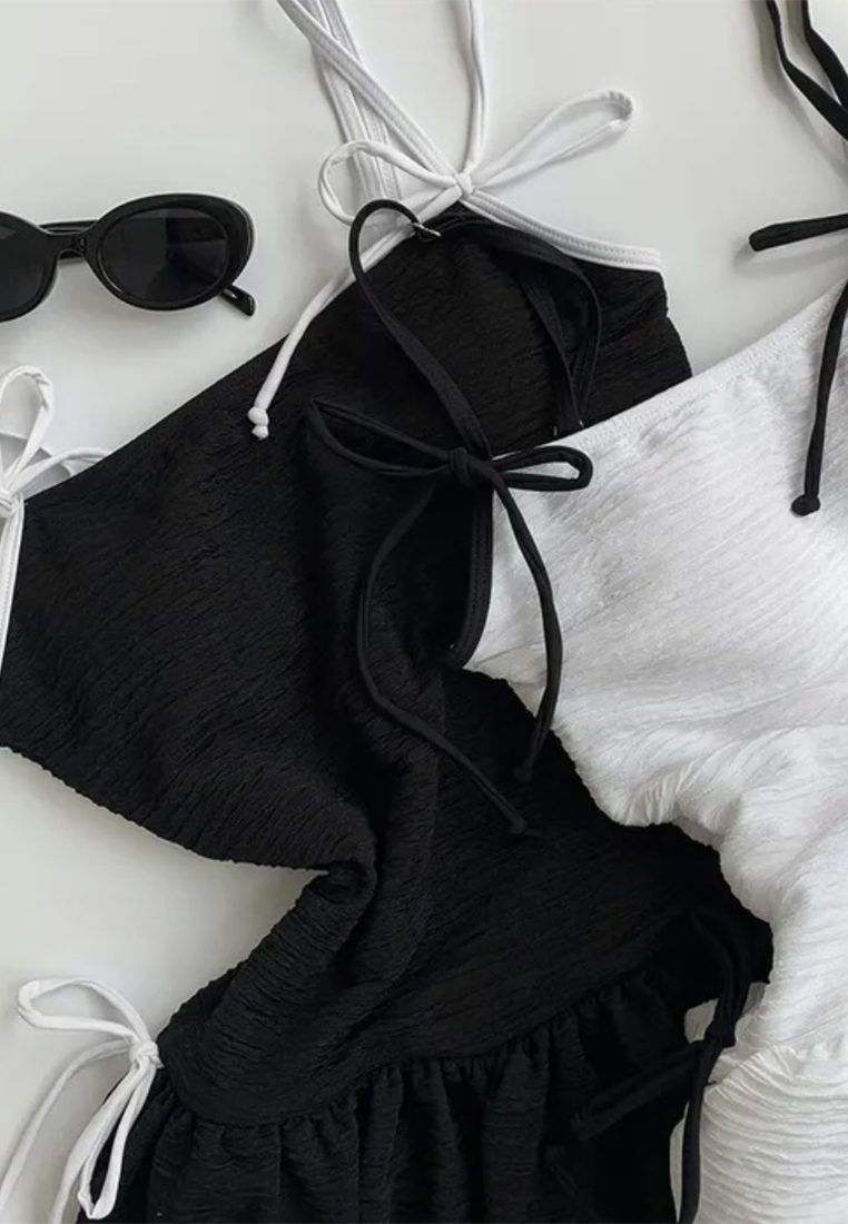 New pure style bow strap one-piece swimsuit CA25052308W