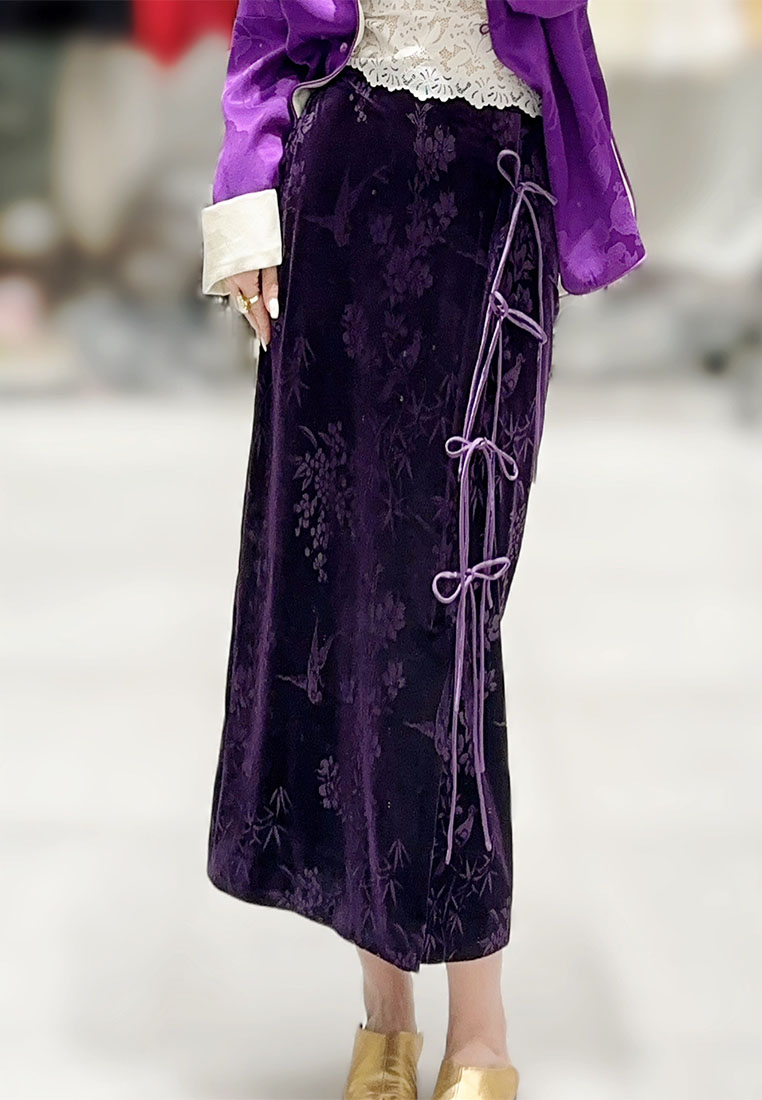 Chinese retro jacquard velvet elegant skirt CA010608BE