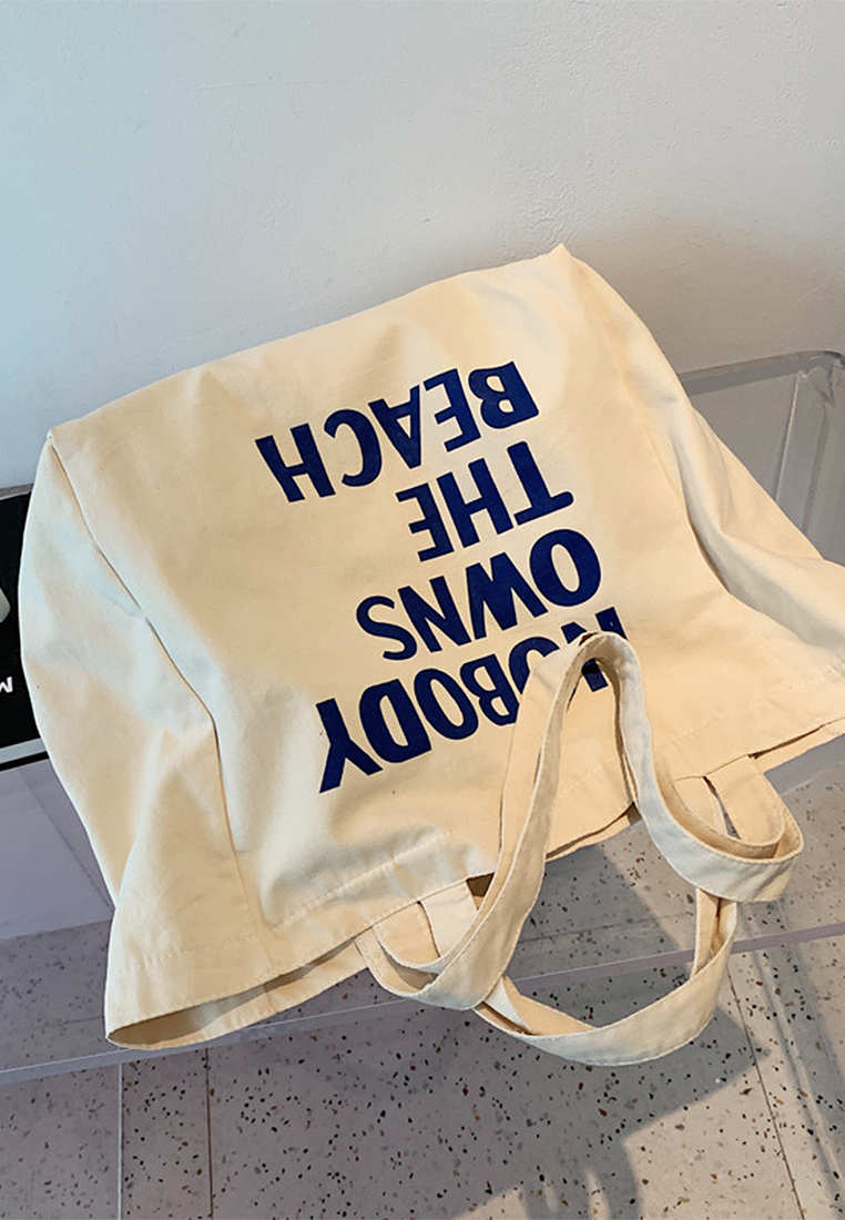 2024 White Printed Handheld Canvas Bag CA24032308W