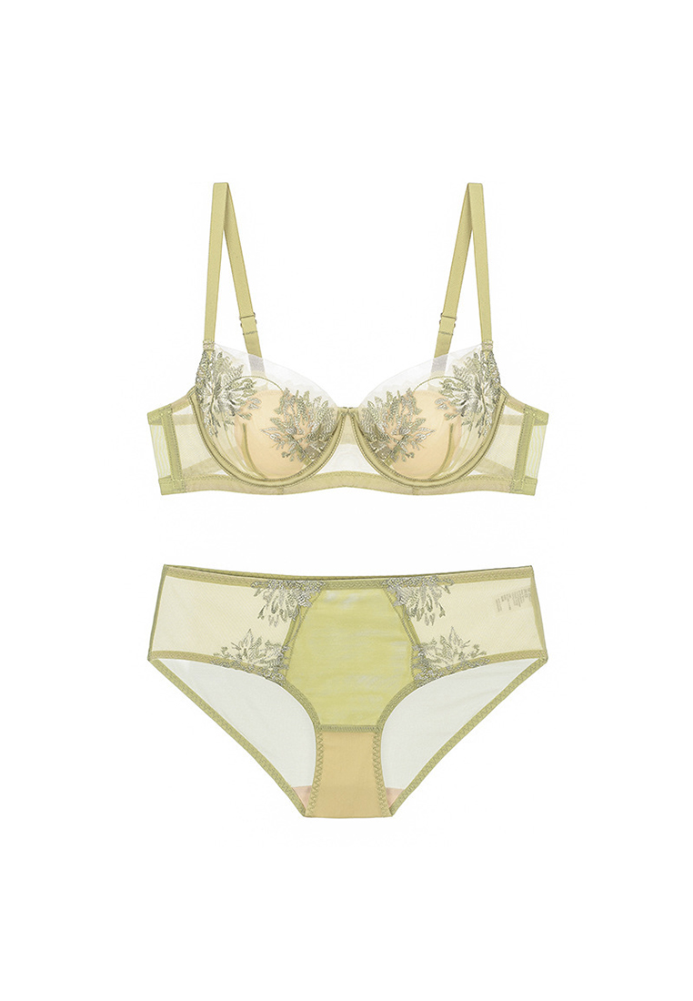 Lace rabbit ears embroidery anti-sagging bra set CA24112008GR