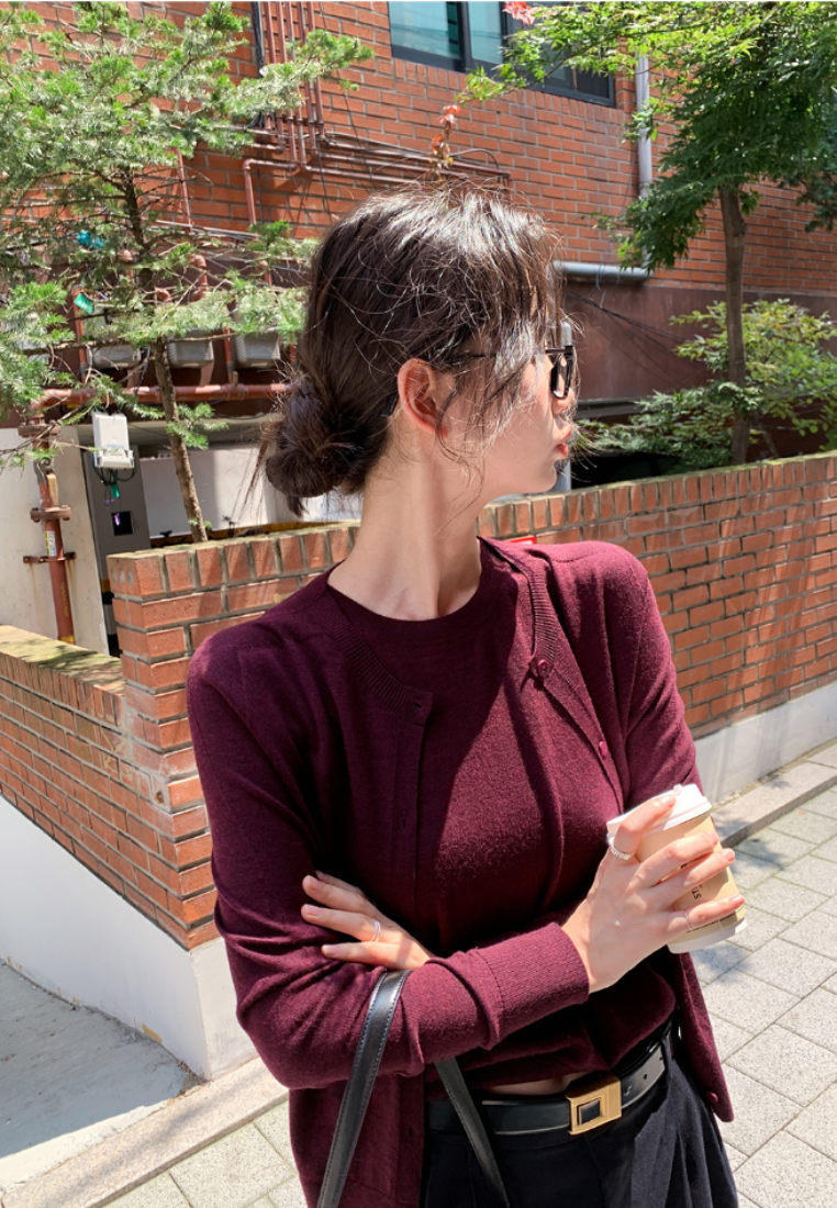 Knitted Off-Shoulder Vest Casual Cardigan Set CA25110308RD