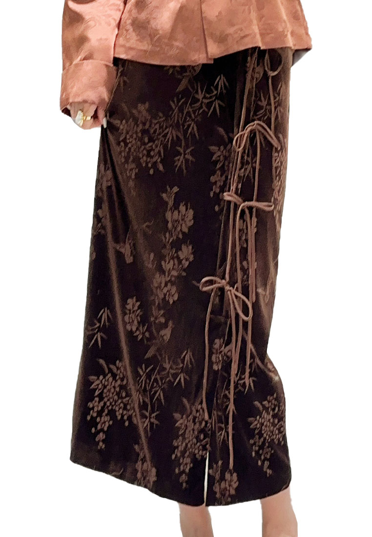 Chinese retro jacquard velvet elegant skirt CA010608BE