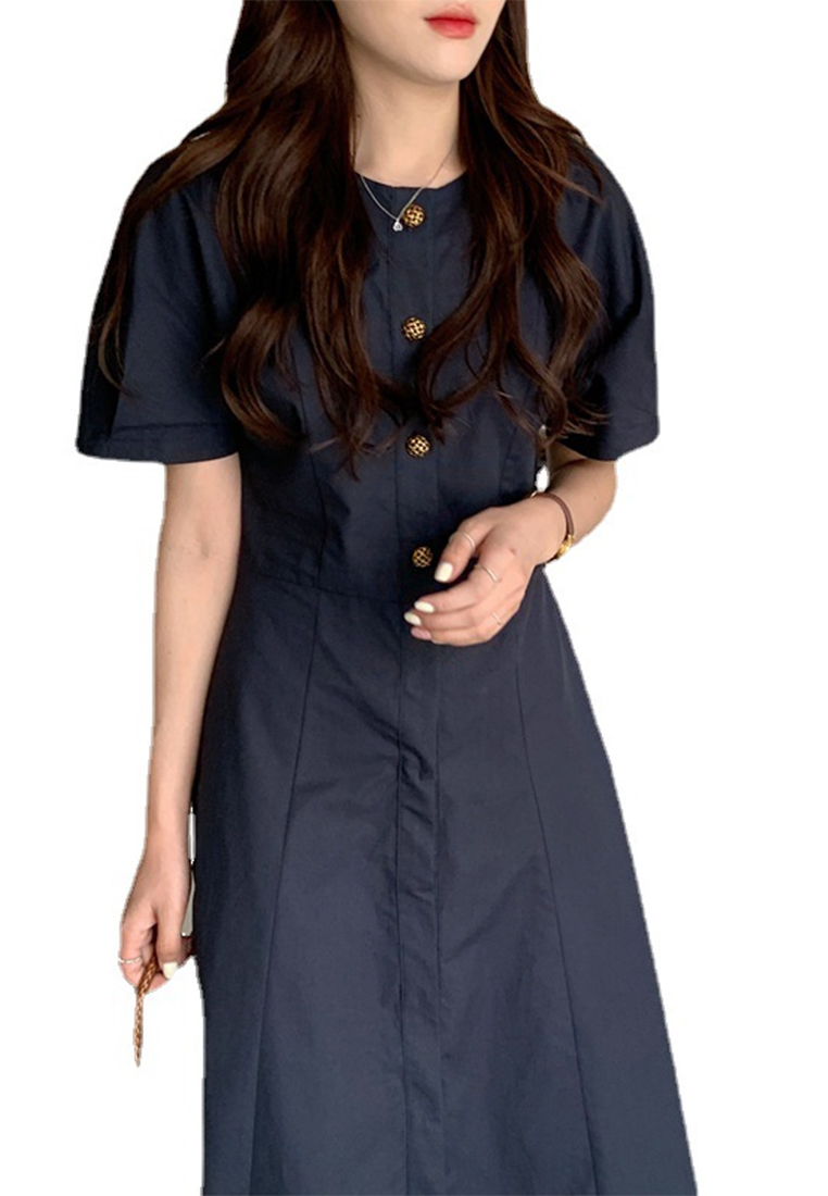 Spring/Summer 2023 new Korean French style vintage chic single-breasted dress 56879