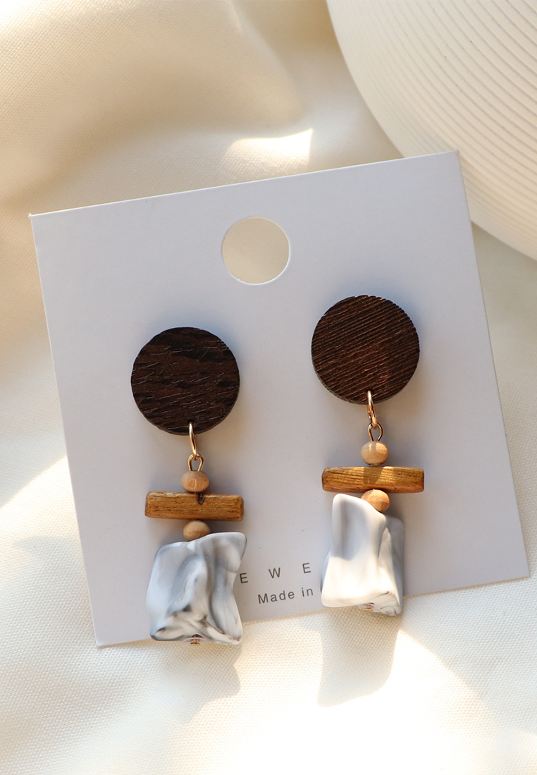 Korean retro wood with fashionable earrings CA25052380 -1
