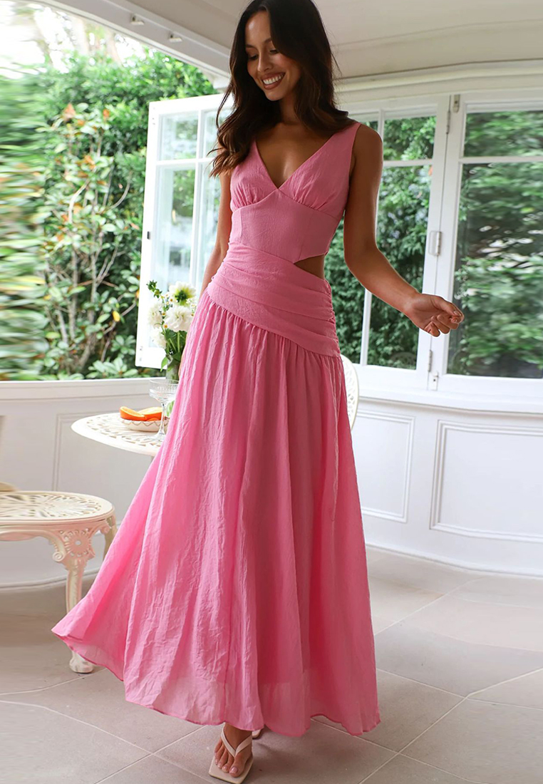 New European and American V-neck sleeveless solid color dress CA225042280PI