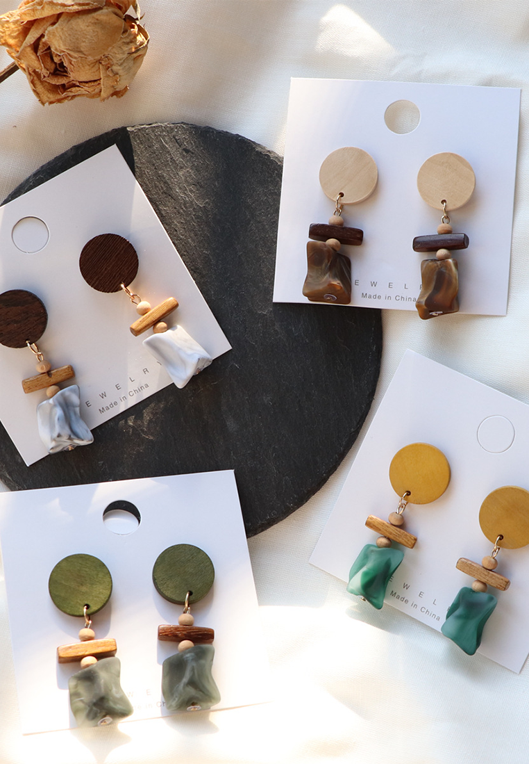 Korean retro wood with fashionable earrings CA25052380 -1