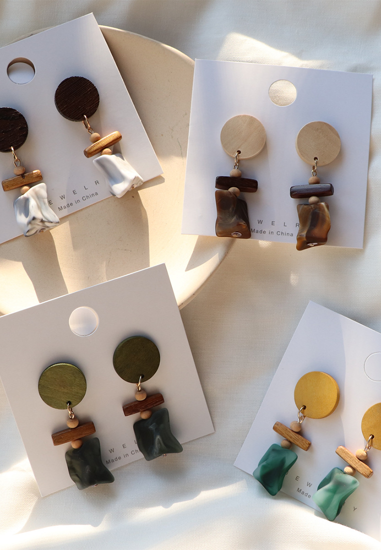 Korean retro wood with fashionable earrings CA25052380 -1