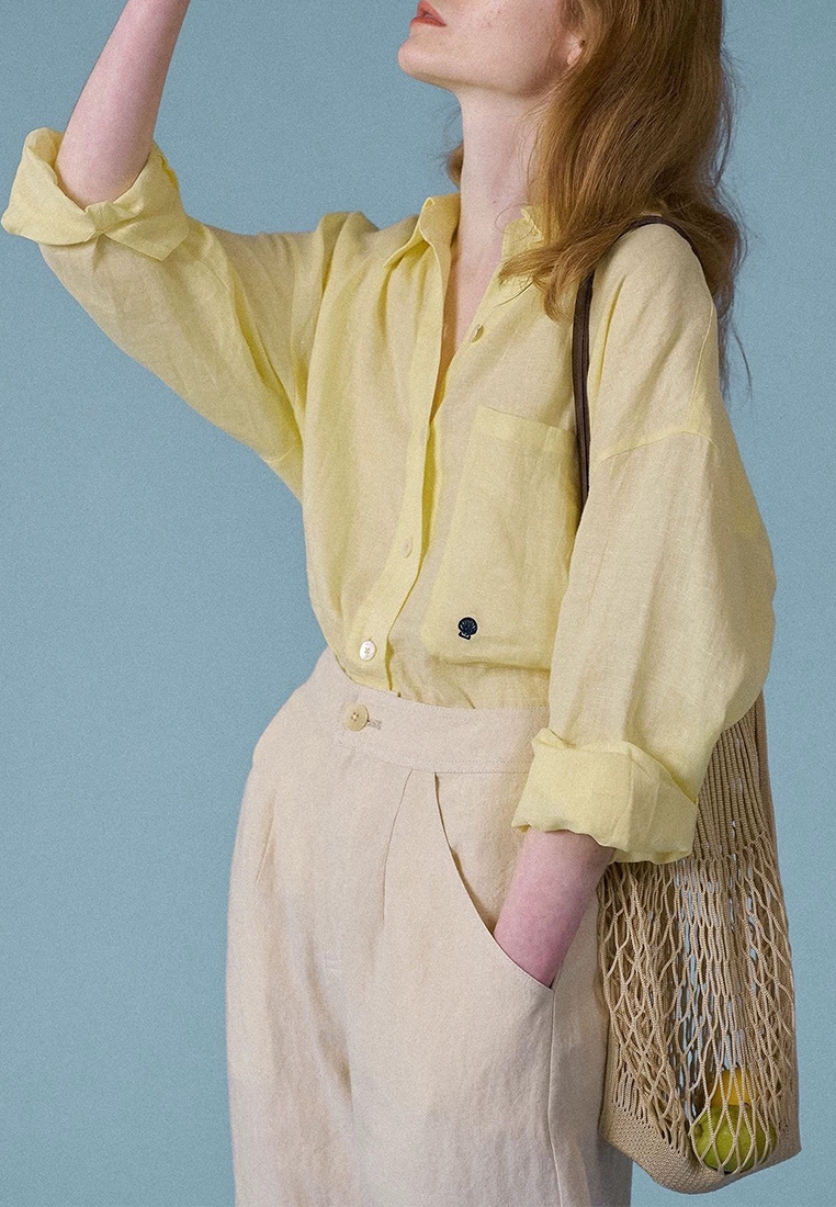 New arrival slim fit loose niche linen top CA25091927W