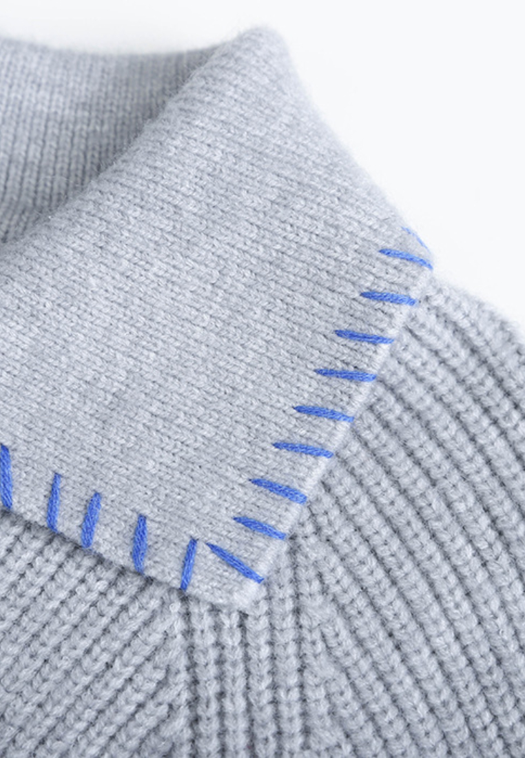 Temperament new contrasting color lapel knitted top Cardigans K120904BE