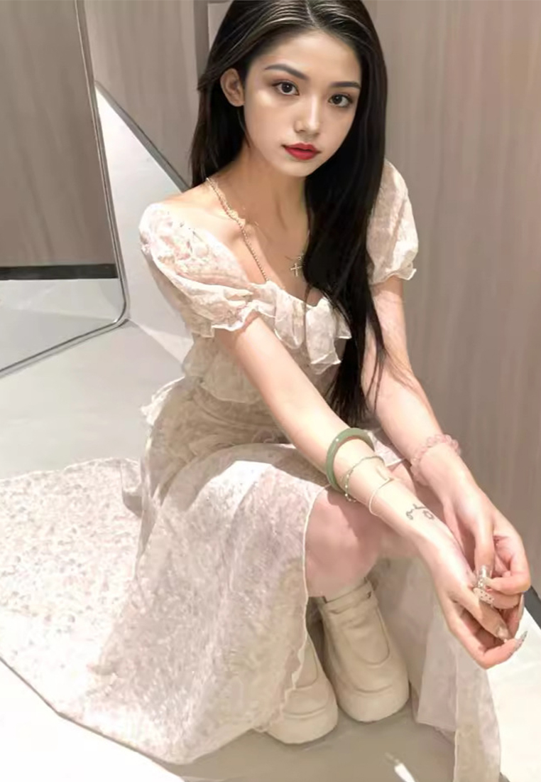 2024 Fashion and temperament slim fit floral dress CA24041082BE