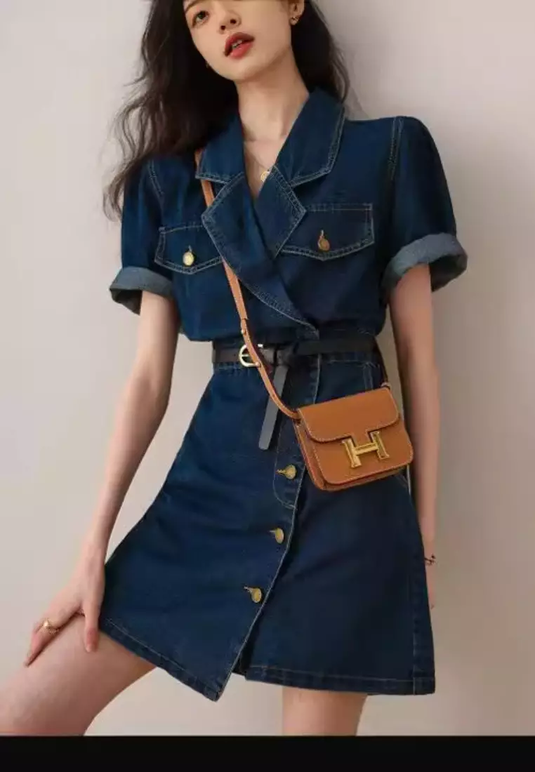 2024 Summer New Retro Temperament Denim Dress K050906