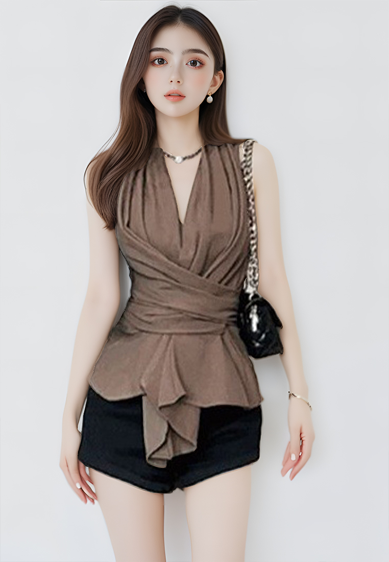 Summer French Hottie Sleeveless Halter Top CA25061783BW