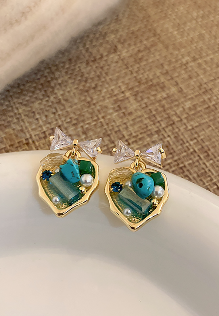 Light luxury retro diamond geometric palace style earrings CA25052383 -1