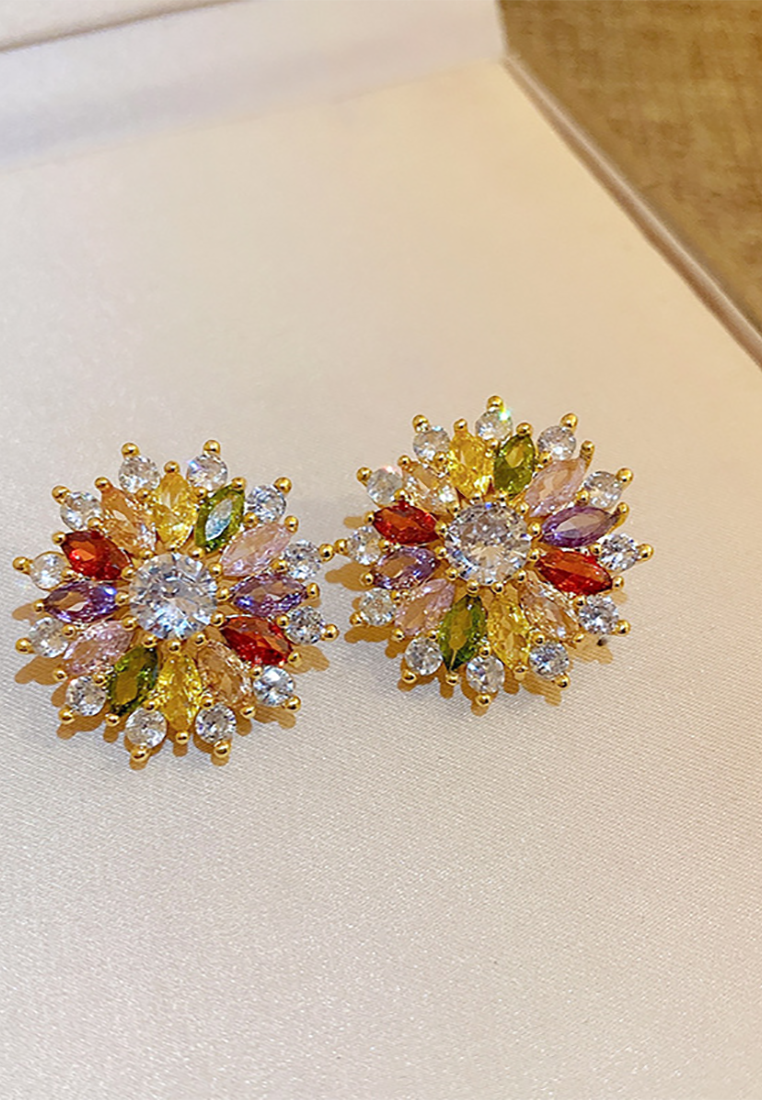 Light luxury retro diamond geometric palace style earrings CA25052383 -1