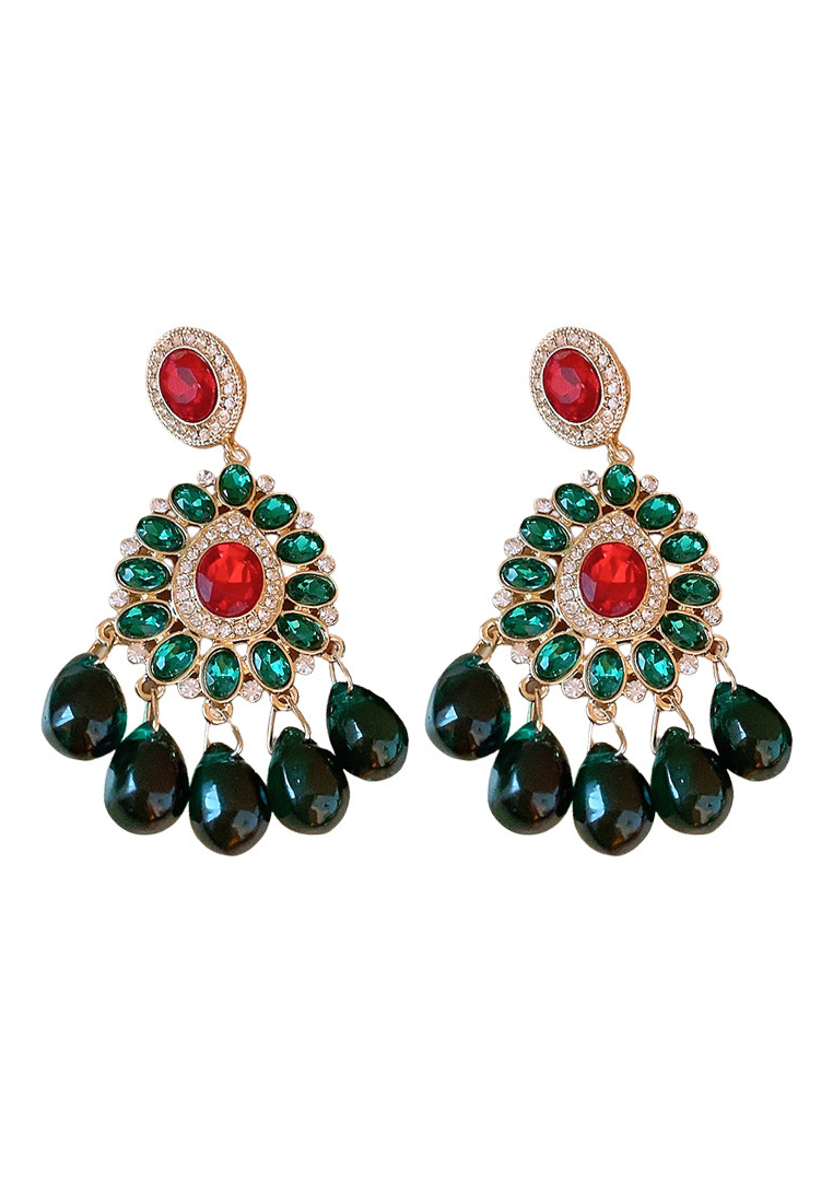 Light luxury retro diamond geometric palace style earrings CA25052383 -1