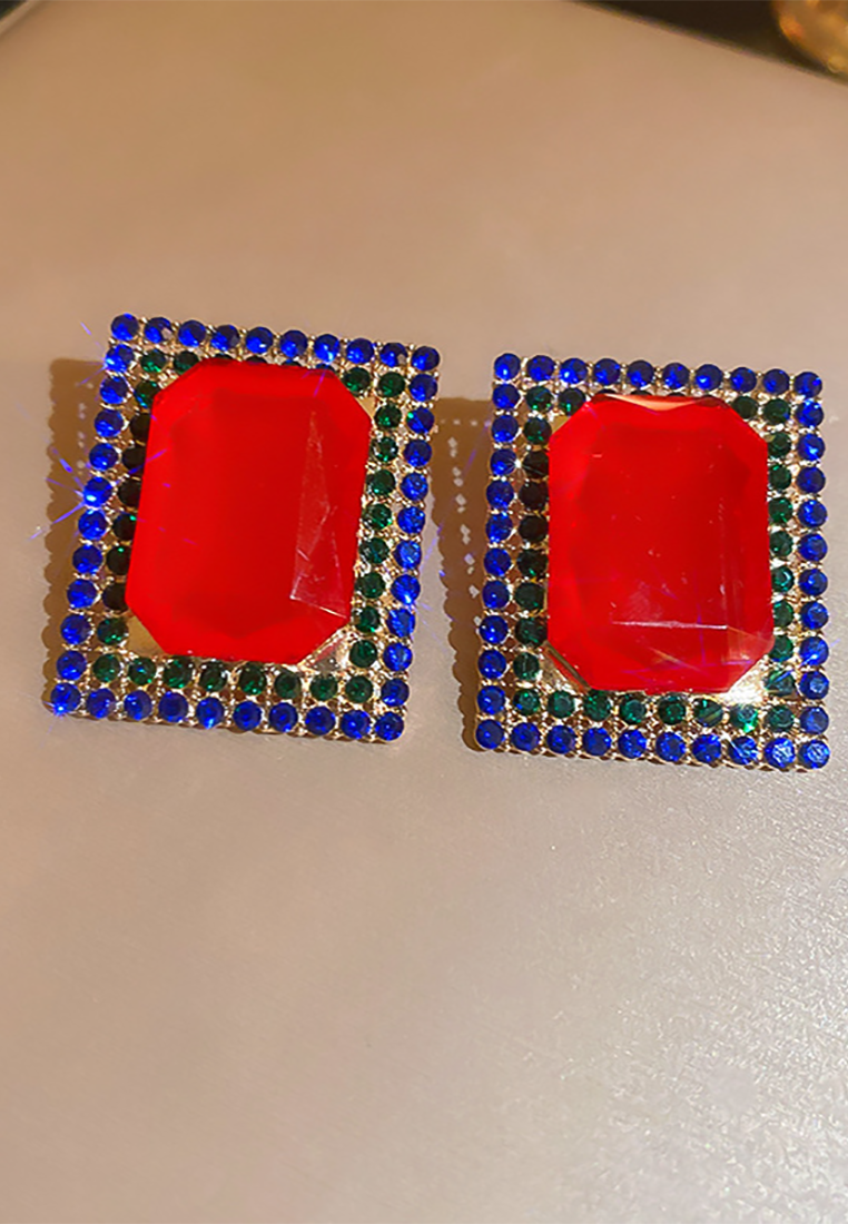 Light luxury retro diamond geometric palace style earrings CA25052383 -1