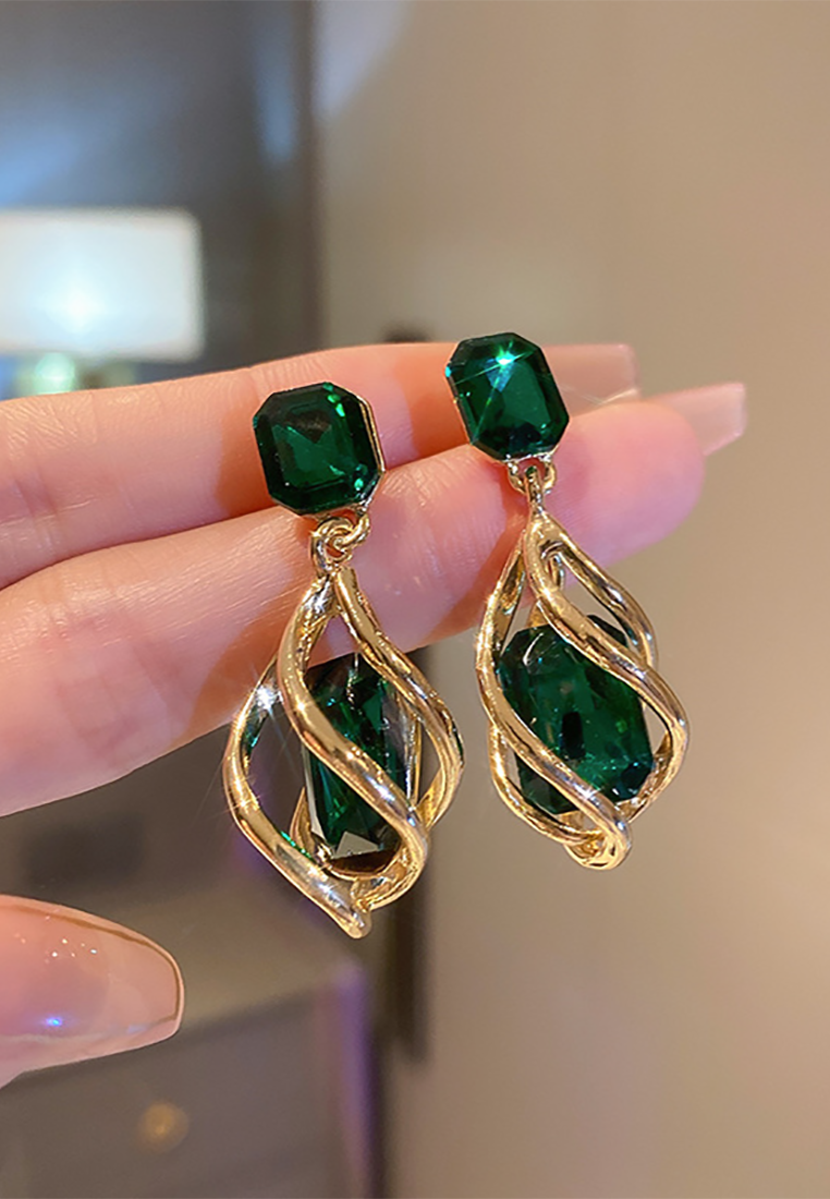 Light luxury retro diamond geometric palace style earrings CA25052383 -1