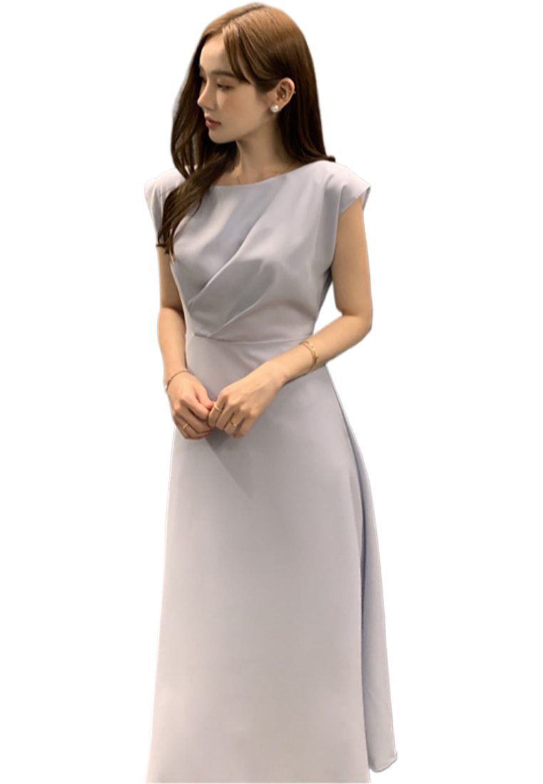 Korean elegant lace up waist cinching dress CA25032731BK