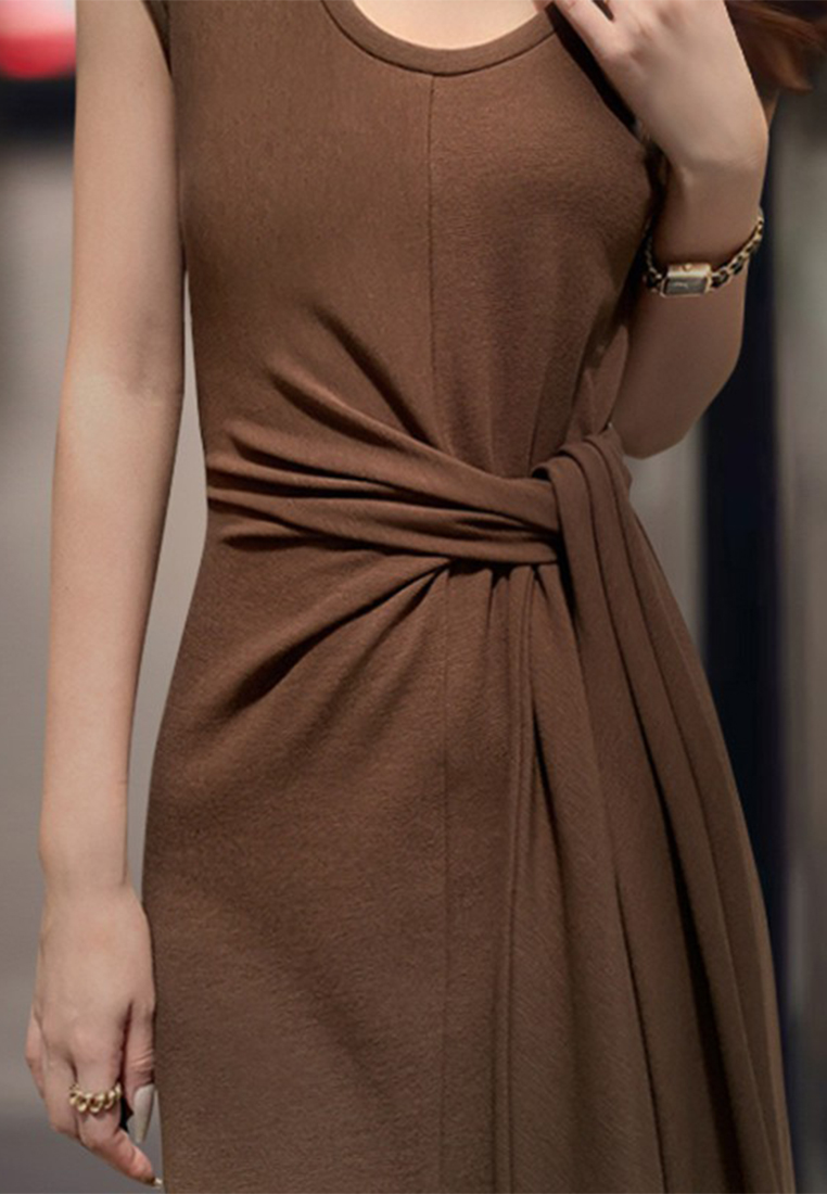 2024 Summer New Korean Round Neck Slim Fit Dress CA24041085BW