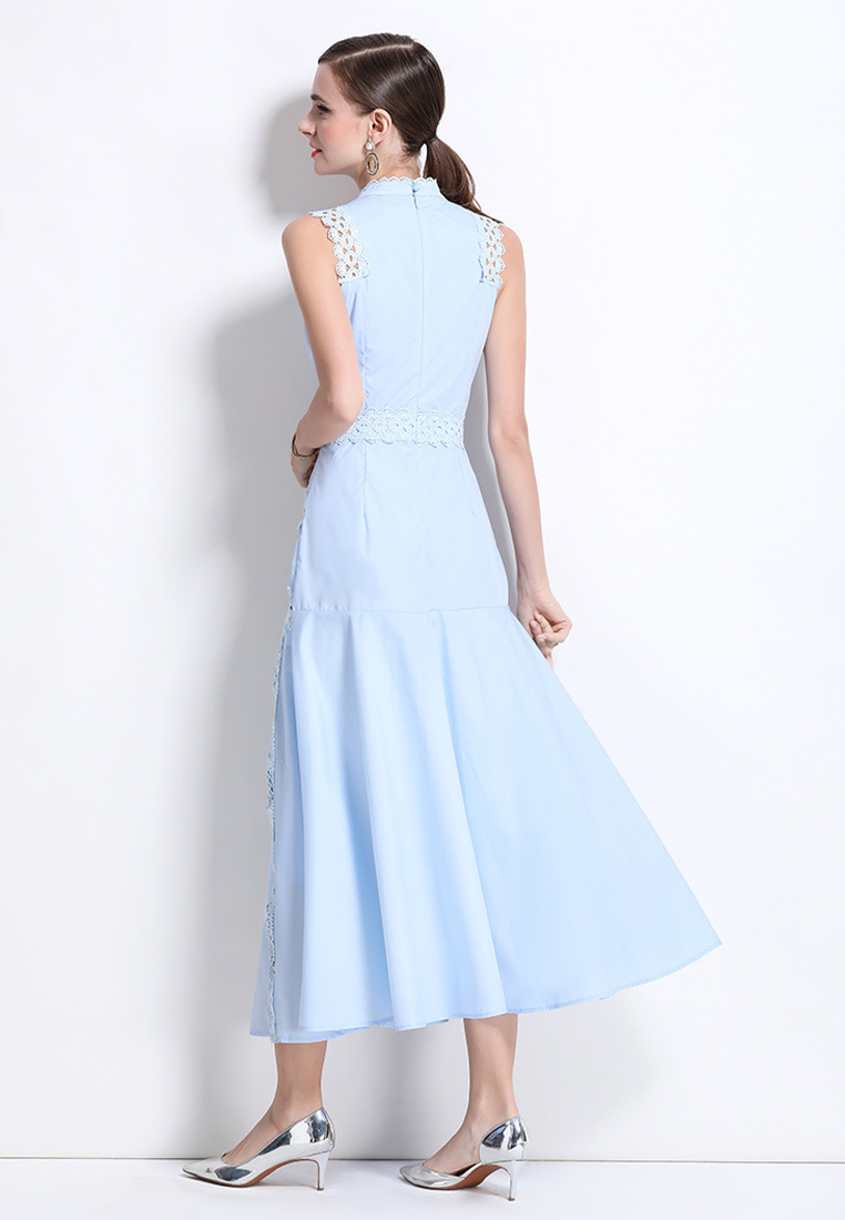 New European lace hollow sleeveless waist dress CA225042258BL