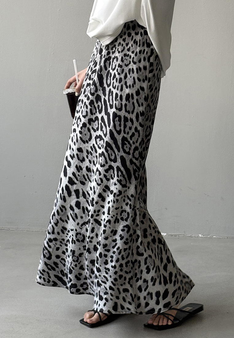 Summer High-Waisted Leopard Print Slit A-Line Skirt CA25061786MT