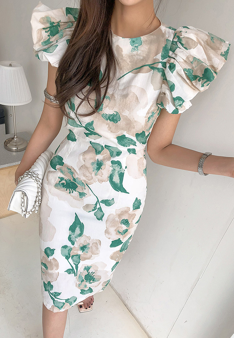 2024 Slim fit floral sleeveless dress CA24041086GR