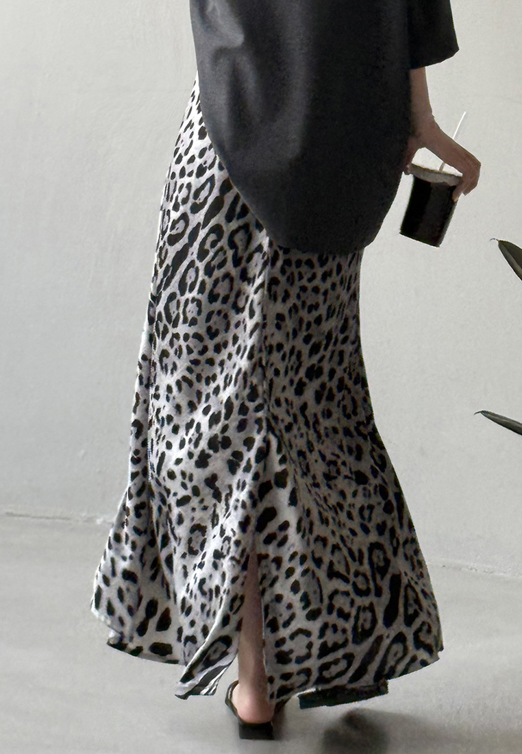 Summer High-Waisted Leopard Print Slit A-Line Skirt CA25061786MT