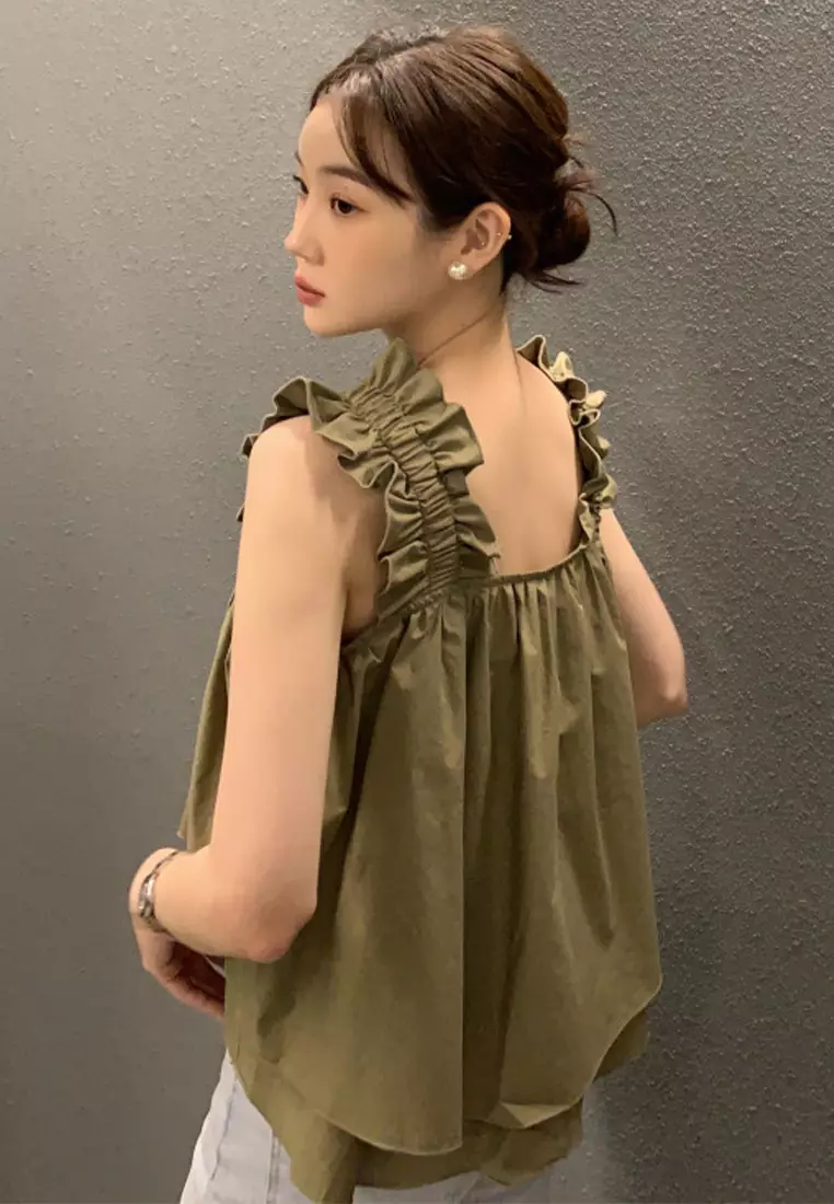 French style ruffled camisole top CA24092711W