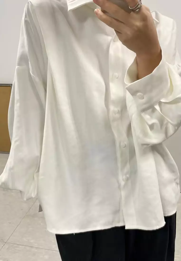 Korean French collar long sleeved shirt CA24092505W