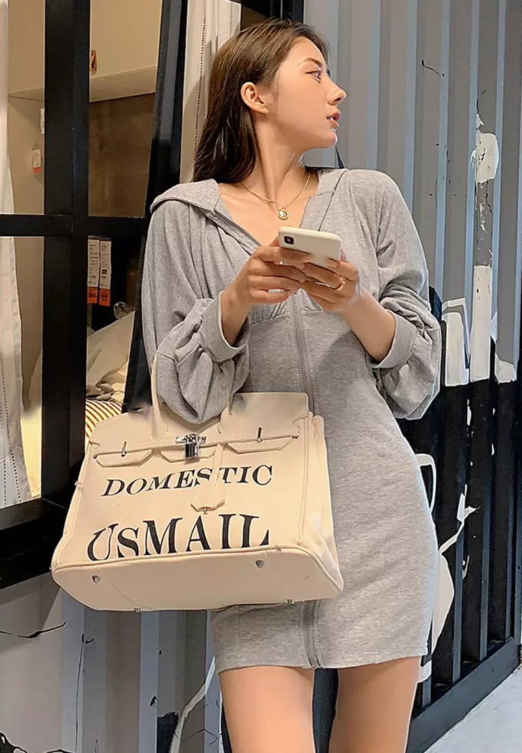 S/S High-quality fashion printing large letter pattern large-capacity one-shoulder hand-held canvas bag A23032117-sunnydaysweety