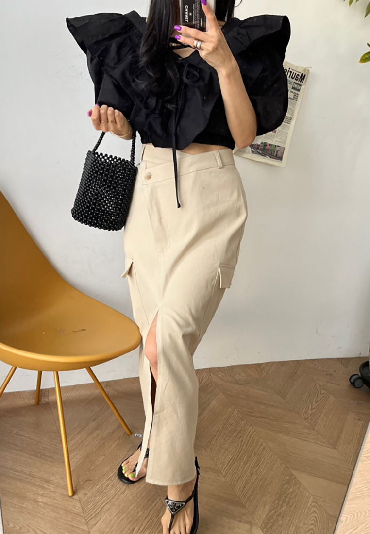 New spring irregular slit skirt CA25021306BK