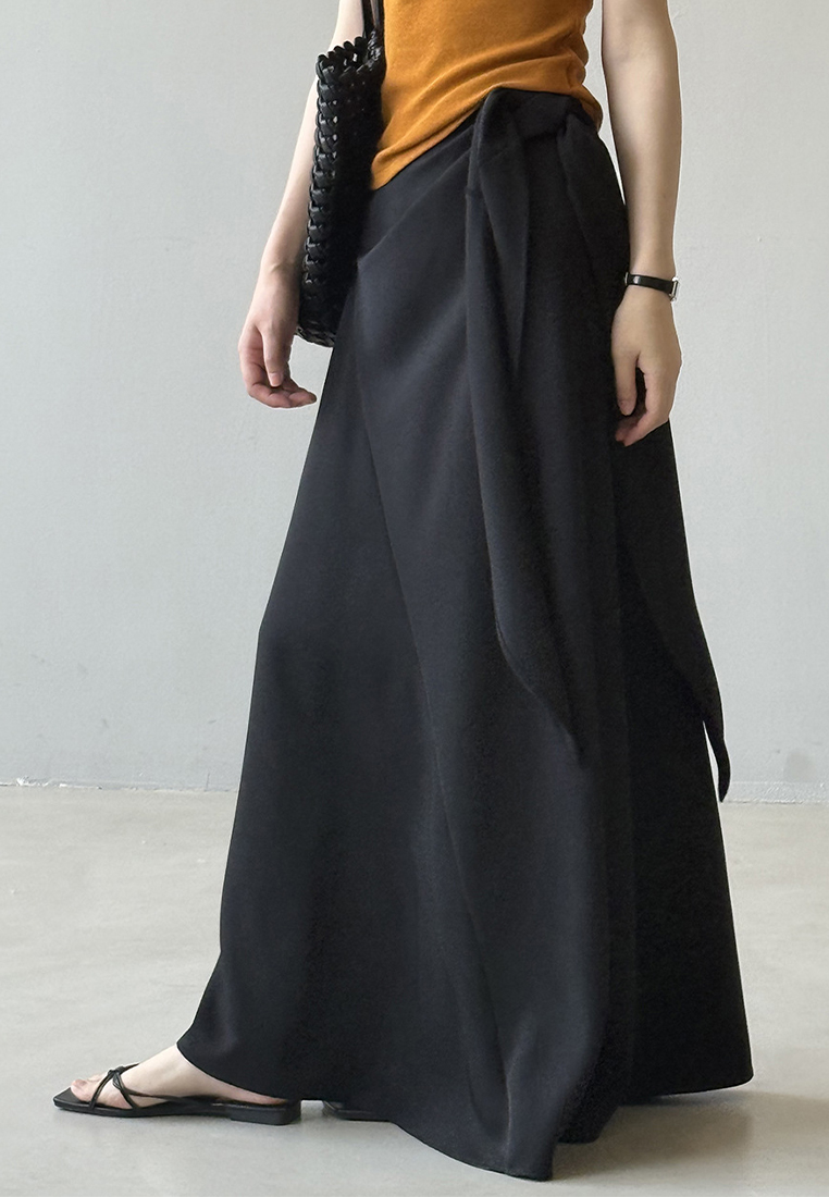 Summer High-Waisted Side-Strap A-Line Skirt CA25061789BK