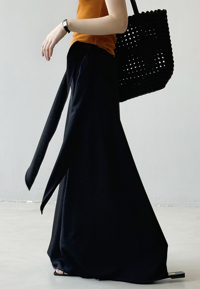 Summer High-Waisted Side-Strap A-Line Skirt CA25061789BK