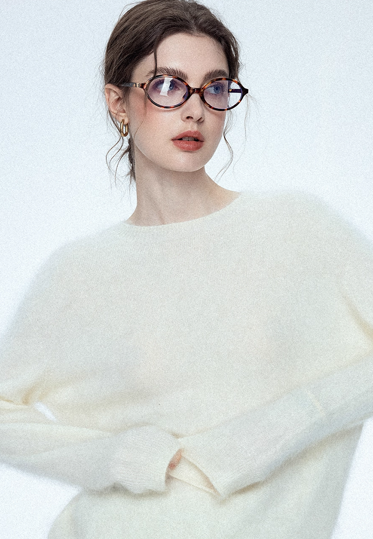 Autumn/Winter Cashmere Crew-Neck Base Knit Sweater CA25102801W