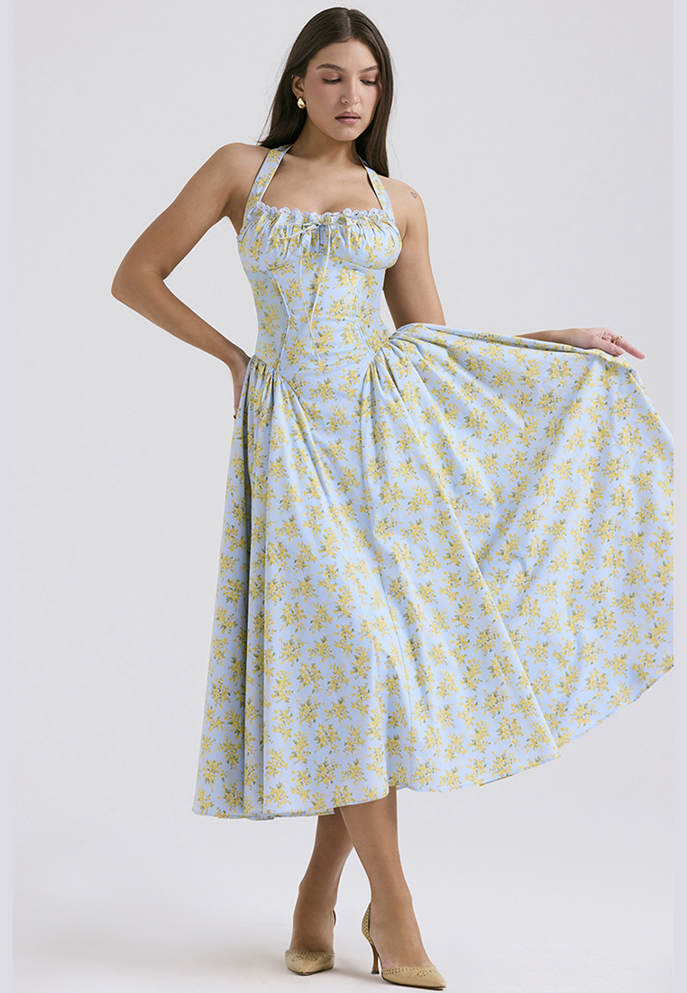 New summer slim fit printed camisole dress CA25042222PIMT