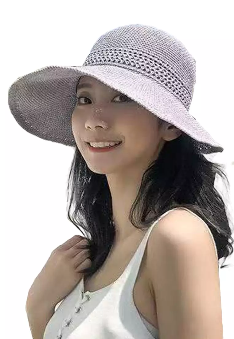 Bow Hollow Big Brim Folding Sunshade Fisherman Caps A22062408PI