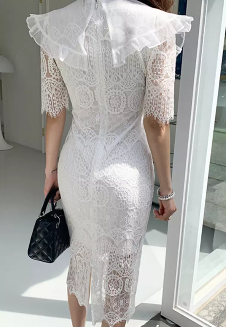 Temperament Lace Slim Fit Hip One-Step One-Piece Dress A22050304W-M