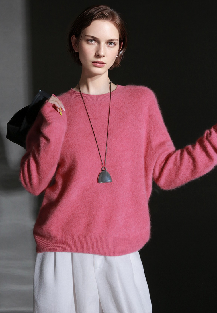 Fall/Winter European and American Style Cashmere Round Neck Knitted Sweater CA25110309BL