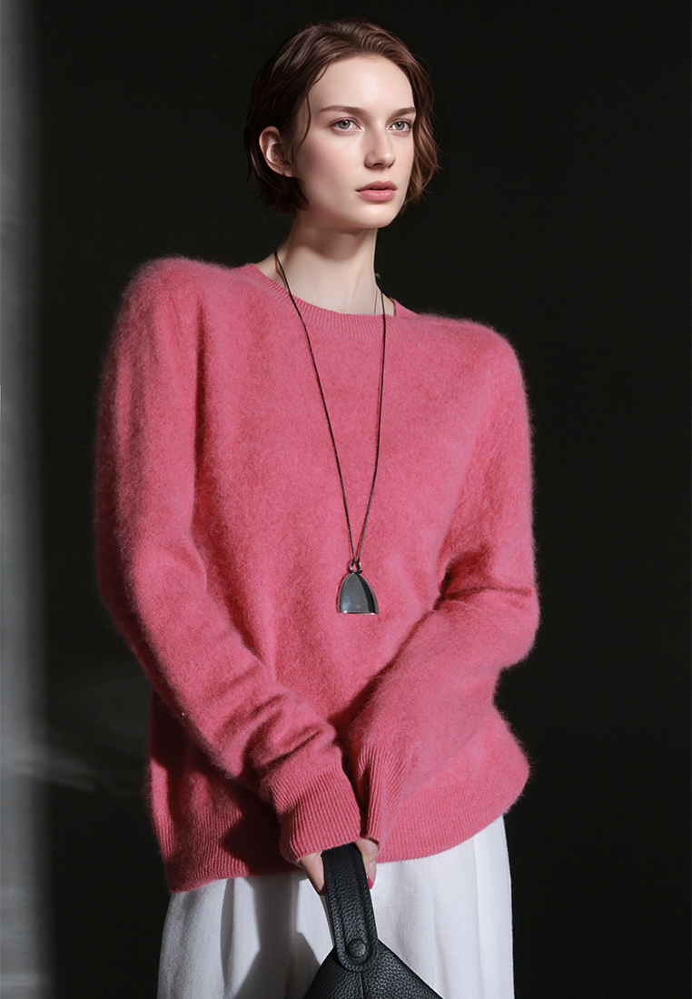 Fall/Winter European and American Style Cashmere Round Neck Knitted Sweater CA25110309BL