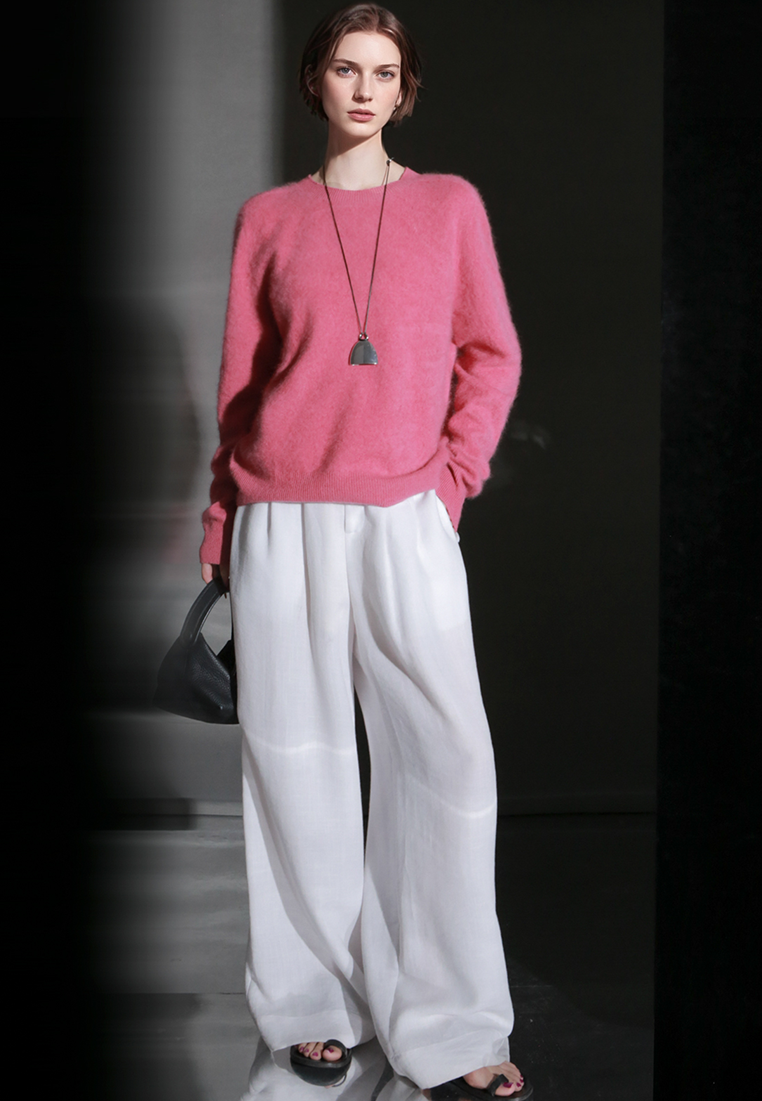 Fall/Winter European and American Style Cashmere Round Neck Knitted Sweater CA25110309BL