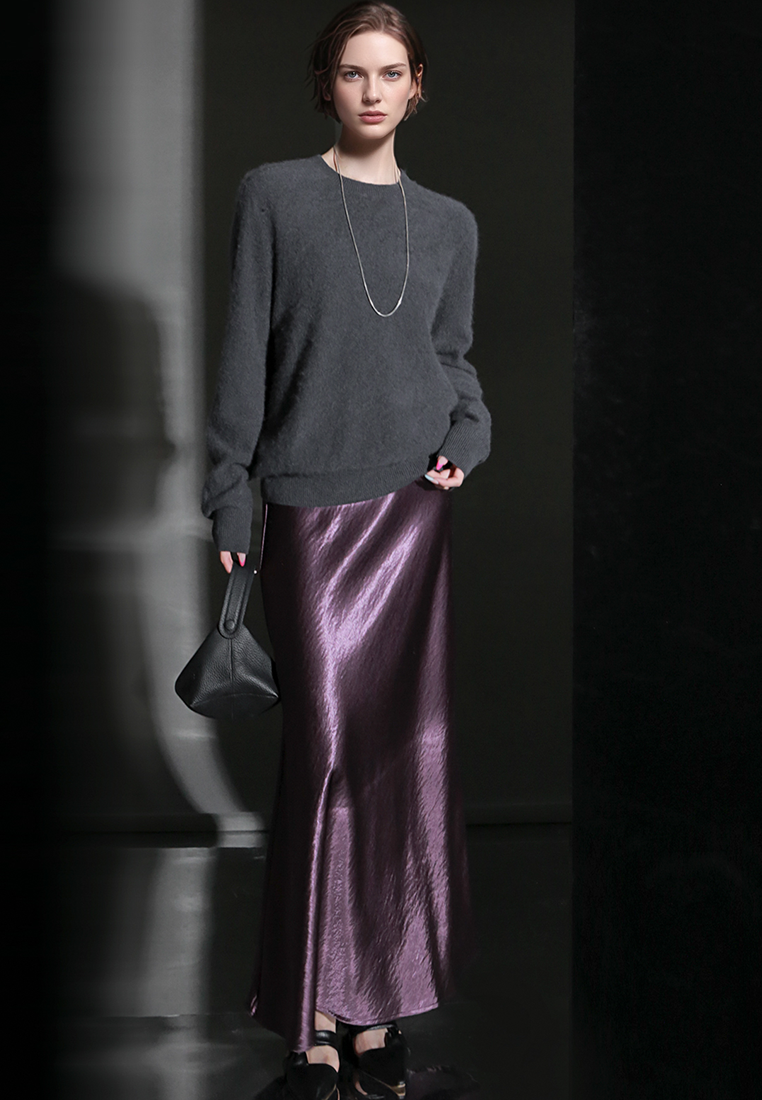 Fall/Winter European and American Style Cashmere Round Neck Knitted Sweater CA25110309BL