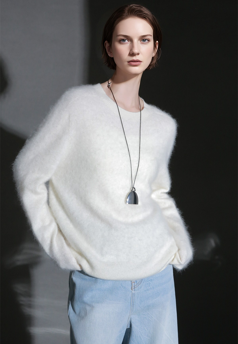 Fall/Winter European and American Style Cashmere Round Neck Knitted Sweater CA25110309BL