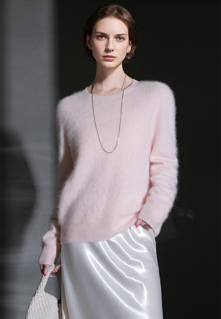 Fall/Winter European and American Style Cashmere Round Neck Knitted Sweater CA25110309BL