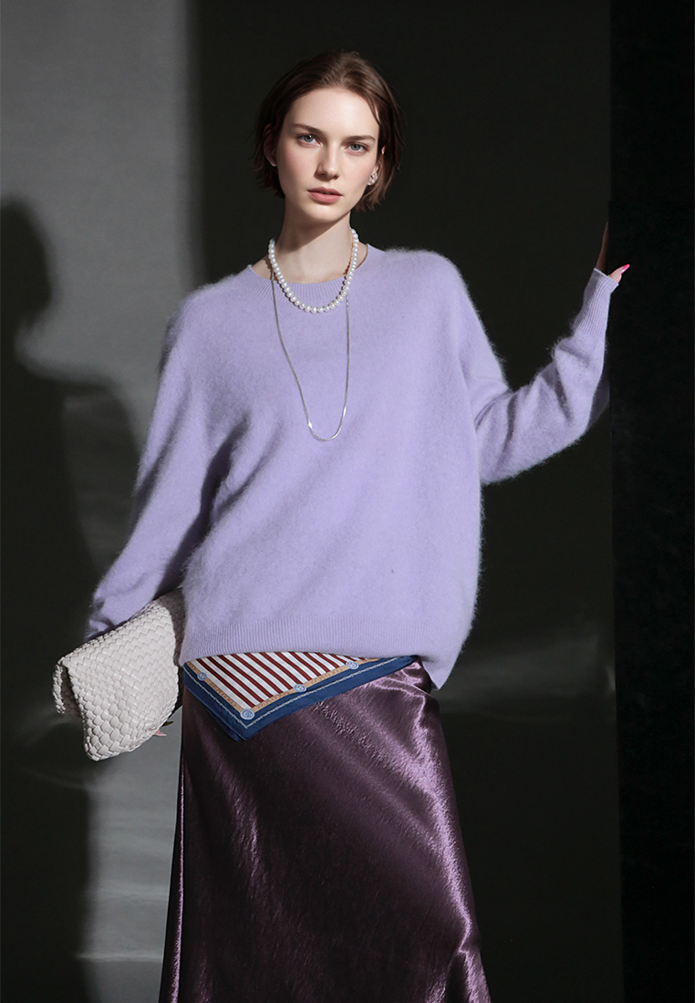 Fall/Winter European and American Style Cashmere Round Neck Knitted Sweater CA25110309BL