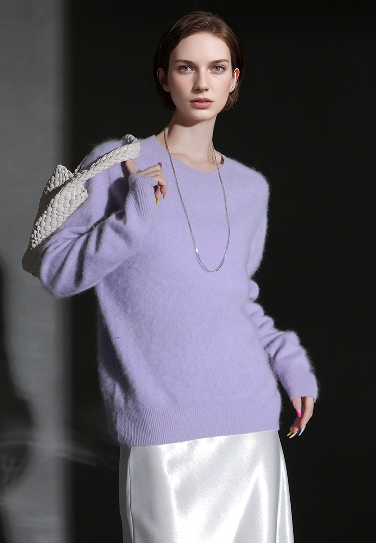 Fall/Winter European and American Style Cashmere Round Neck Knitted Sweater CA25110309BL